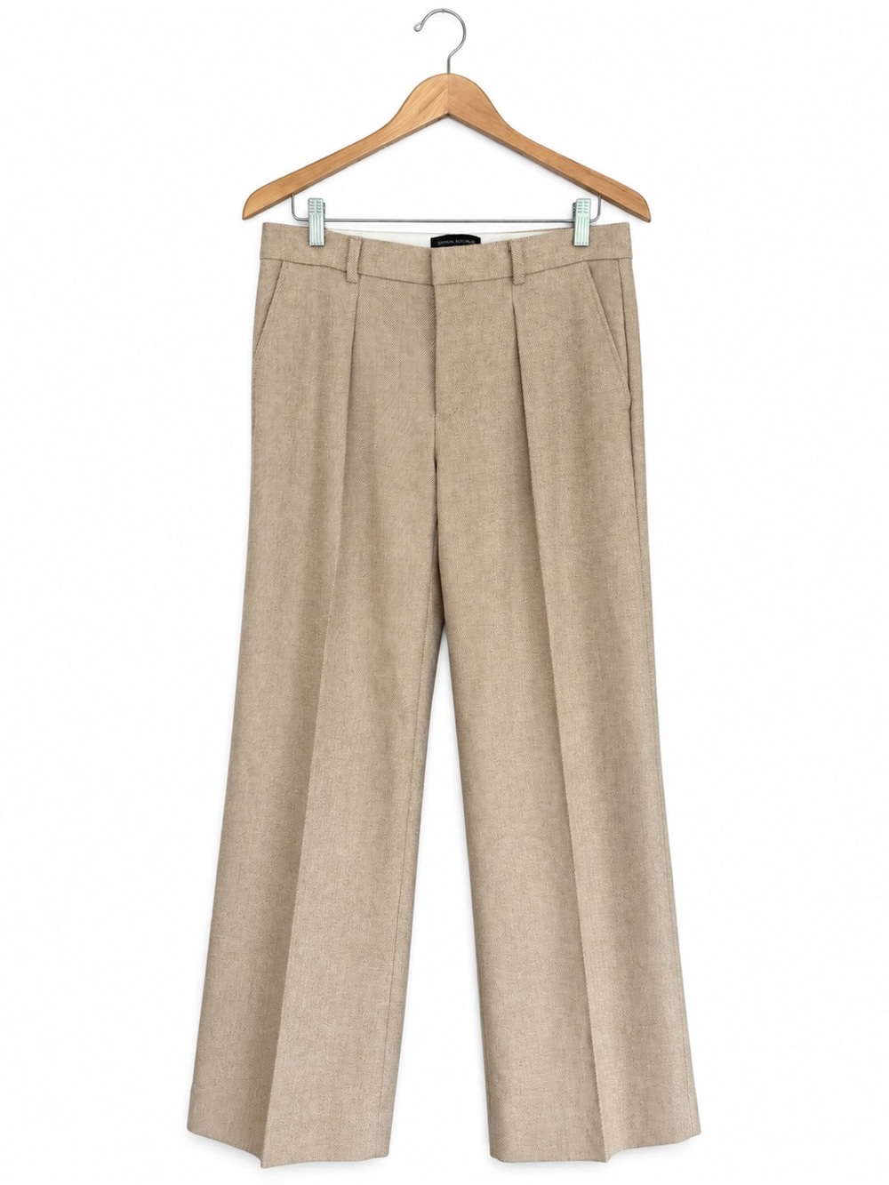 Banana Republic Wool Blend Fully Lined Pleated Wide Leg Trousers Size 6 Camel